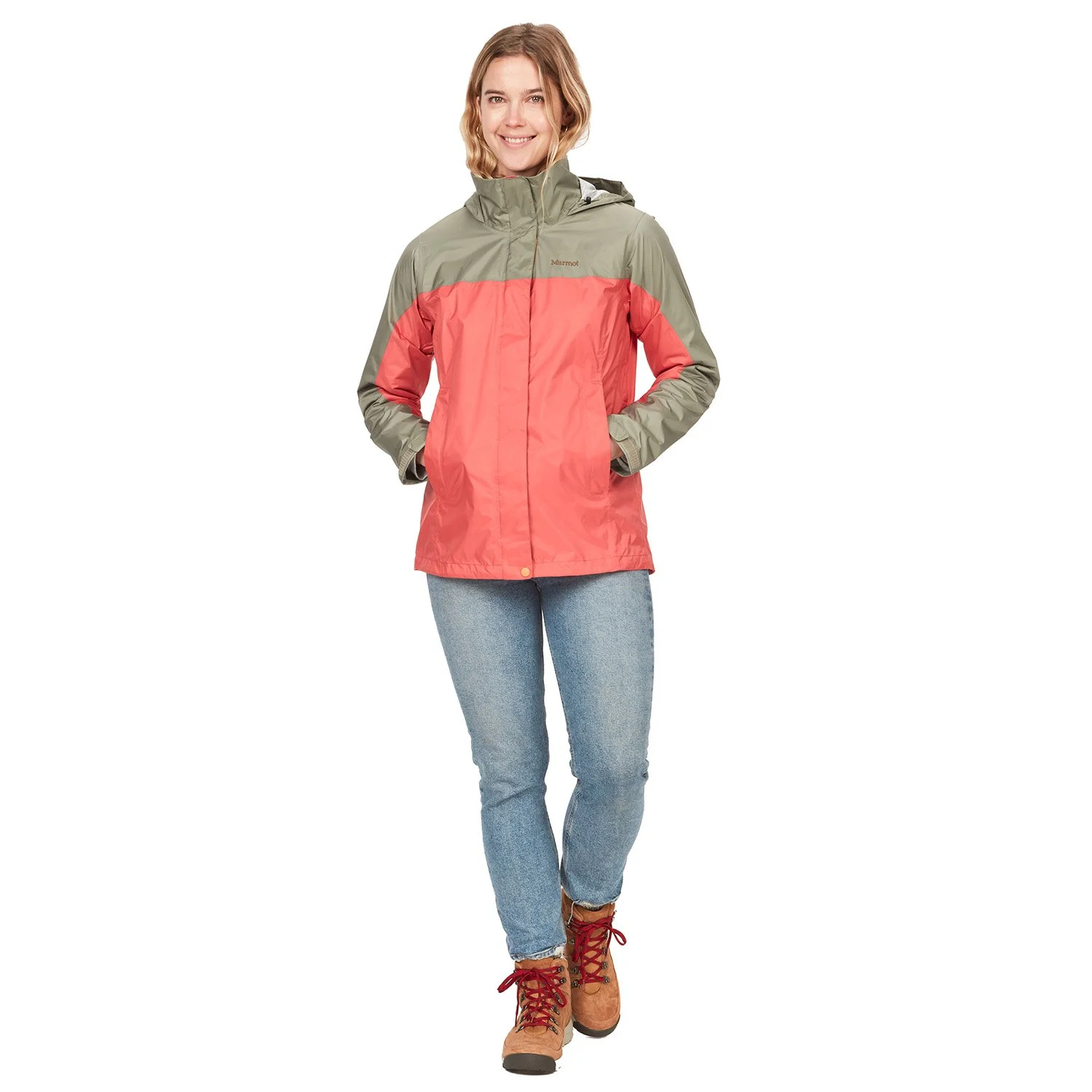 Marmot PreCip Eco Su Geçirmez Kadın Ceket A.haki - Pembe