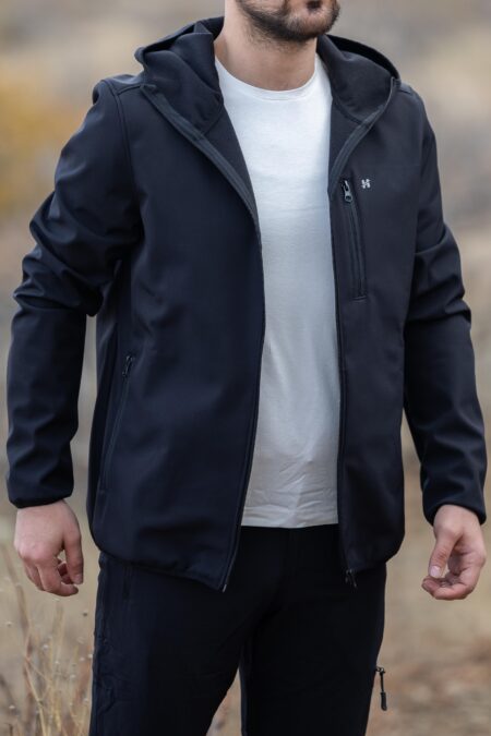 Siyah Kapüşonlu Softshell Mont (Unisex)