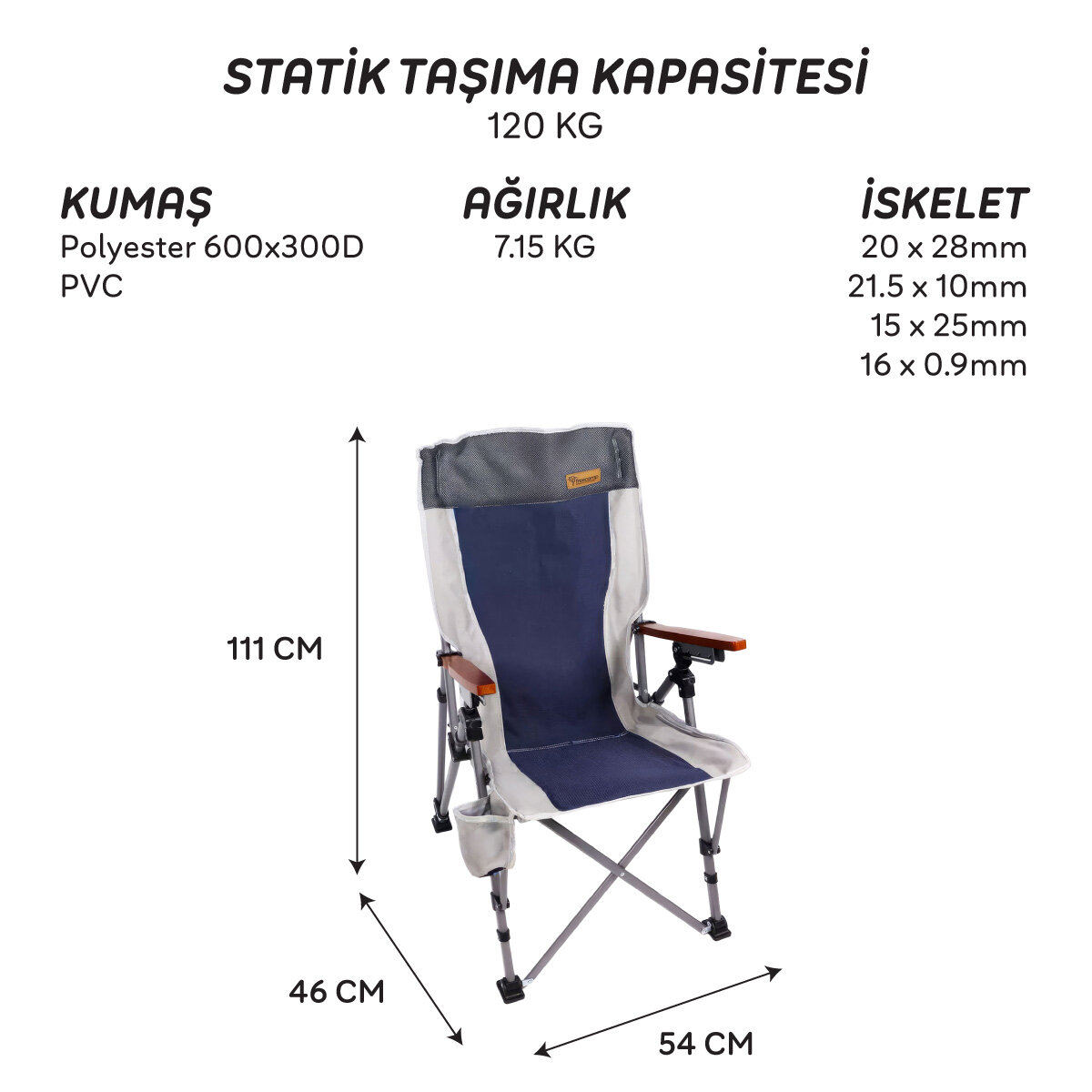 FreeCamp Trager Katlanır Sandalye Lacivert - Görsel 9