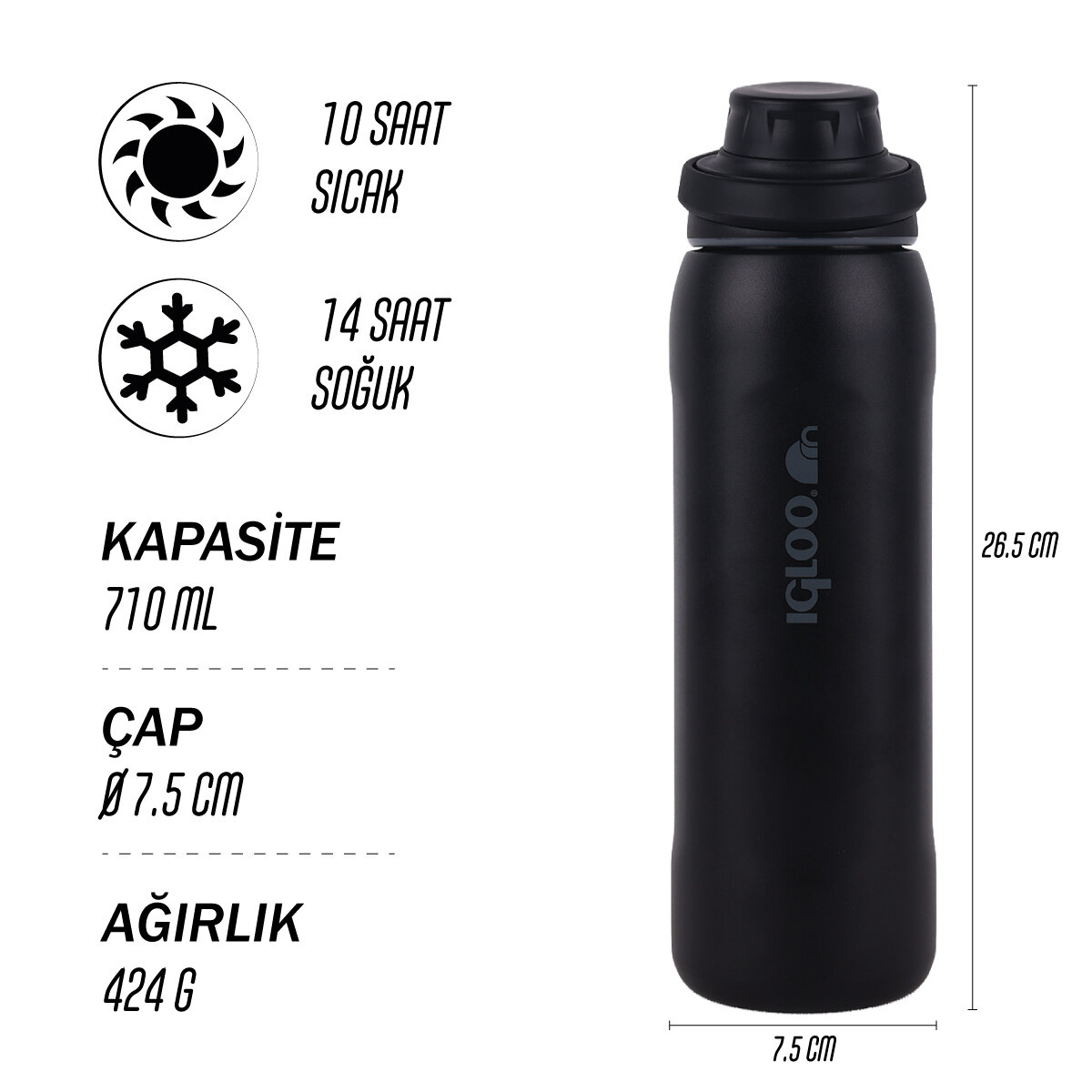 Igloo Veloce Termos 710 ml Siyah - Görsel 10
